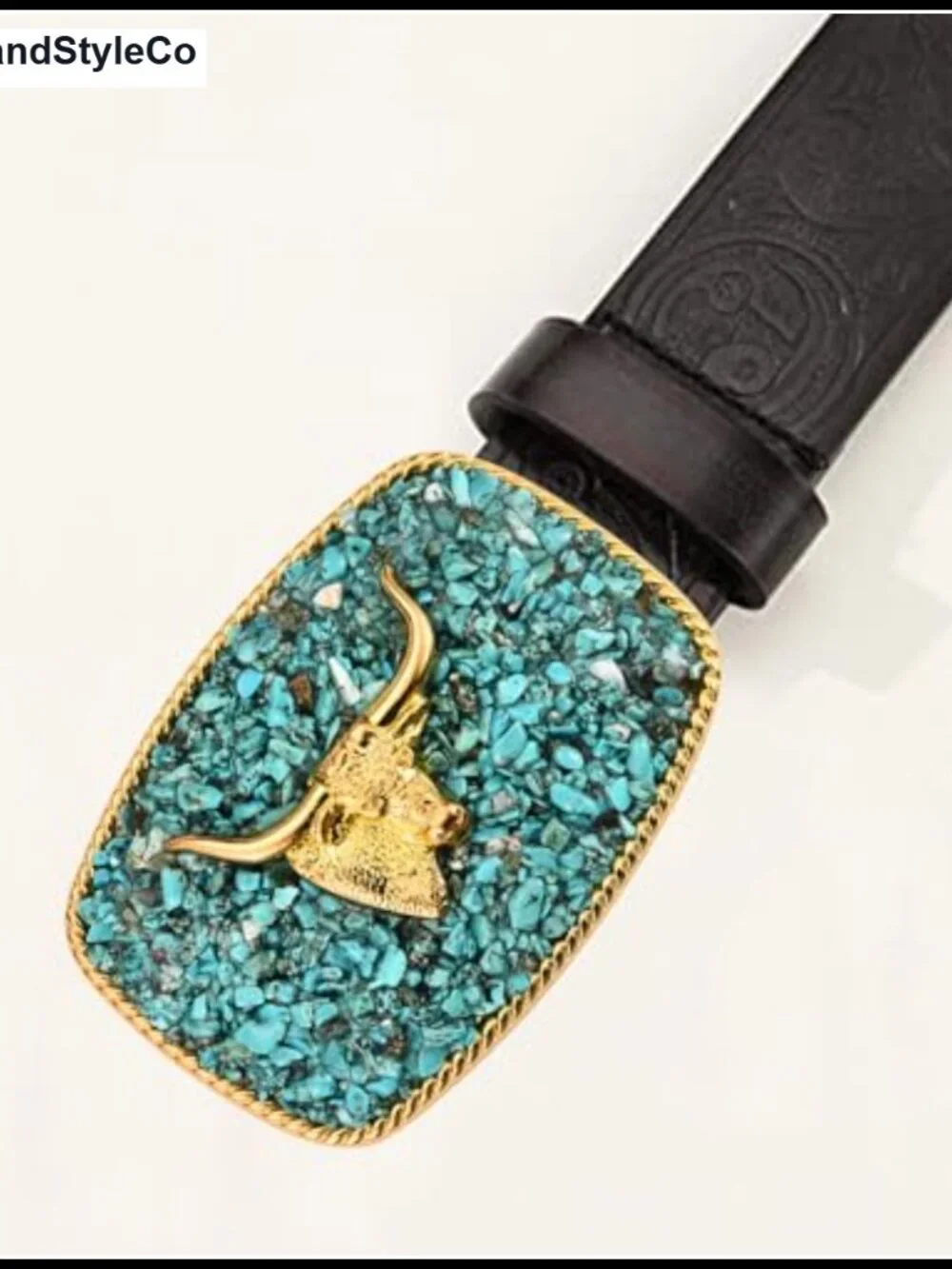 Vintage Western Horse Belt Buckle, Turquoise, Zinc Alloy, Snap On